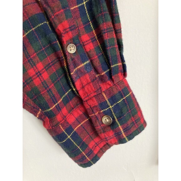 Chaps Ralph Lauren Men's Flannel Button Up Shirt XL Red Plaid Crest - Picture 4 of 12